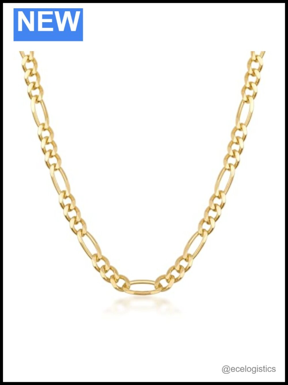 24K Gold Plated 925 Sterling Silver 3.80mm Figaro Link Chain Necklace